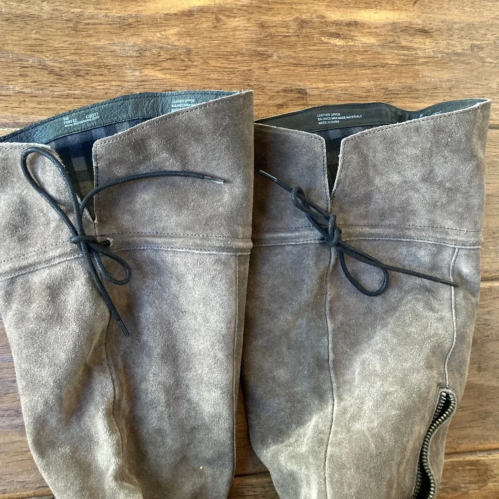Born Gallinara Boots Women 9 Gray Brown Suede Over the Knee Tall Riding Lace Up